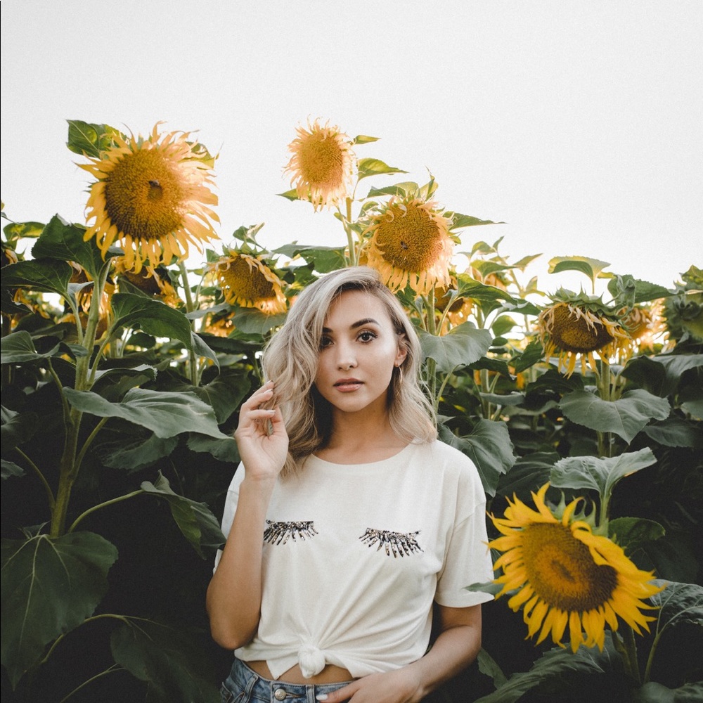Embellished lashes soft tee shirt